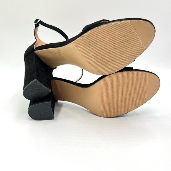 Madden Girl 7.5 Black Ankle Strap Vegan Suede Chunky Block Beella Heels Sandals - Picture 9 of 12